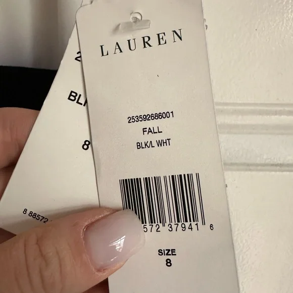 NWT LAUREN RALPH LAUREN SIZE 8 black white maxi evening gown dress beaded - Picture 7 of 8